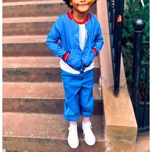 Authentic Vintage Windbreaker Suit Jacket Pants Size 5T 4T Garan Blue 70’s 80’s